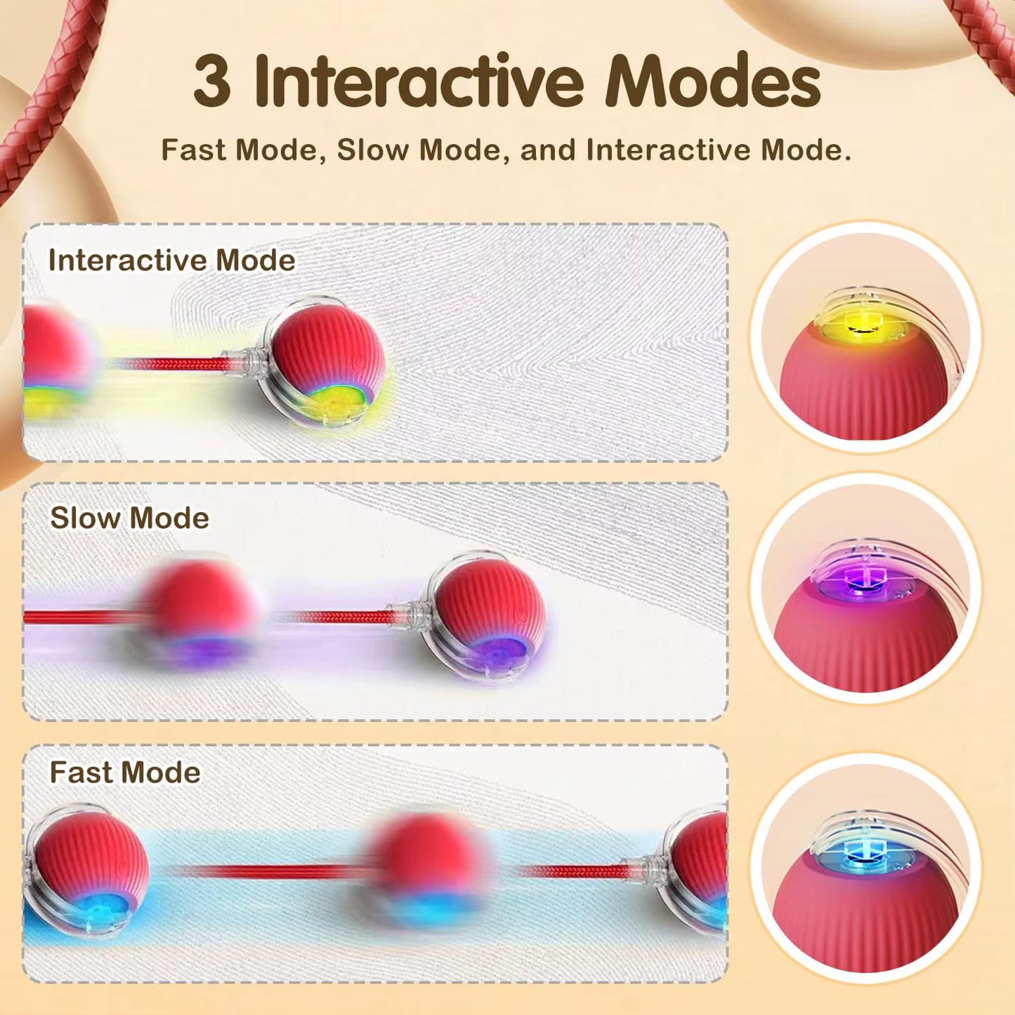 New Cat Interactive Ball Toy Automatic Rolling Ball Faux Tail Rechargeable Smart Pet Electric Toy Dog Cat Training Imitate Mouse