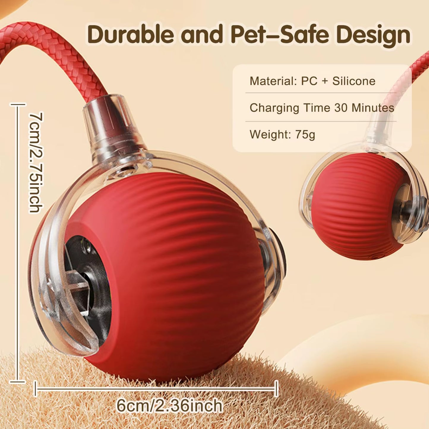 New Cat Interactive Ball Toy Automatic Rolling Ball Faux Tail Rechargeable Smart Pet Electric Toy Dog Cat Training Imitate Mouse