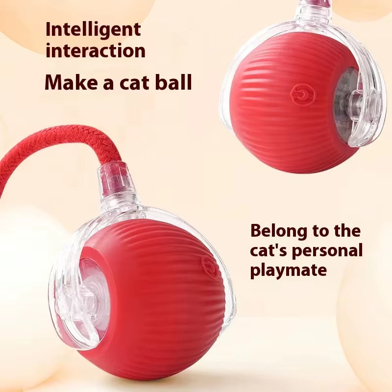 New Cat Interactive Ball Toy Automatic Rolling Ball Faux Tail Rechargeable Smart Pet Electric Toy Dog Cat Training Imitate Mouse