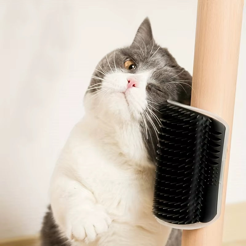 Cat Self Groomer with Massage Comb Brush - Perfect for Kitten and Puppy Grooming and Relaxation Wall-Mounted